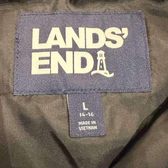 Lands End Women’s Large 14/16 Black Quilted Full Zip Polyester Vest - Picture 3 of 9